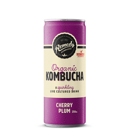 Remedy Kombucha Can 250ml Cherry Plum - 6 x 4 Pack